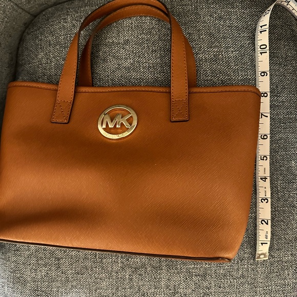 Michael Kors Caramel Saffiano Leather Mini Tote with Gold MK Emblem - Picture 4 of 7